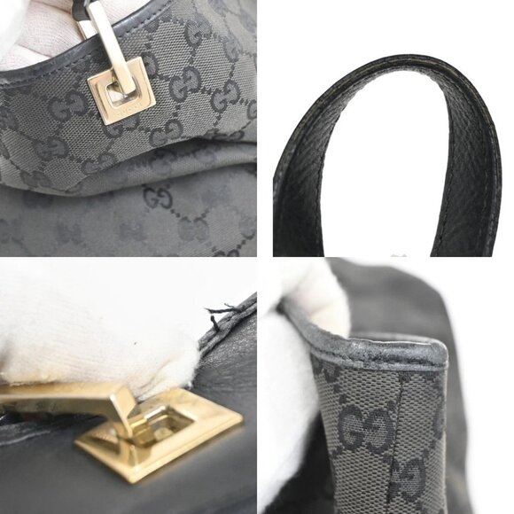 GUCCI GG Canvas Shoulder Tote Bag Leather canvas Black GHW Italy - Picture 9 of 15